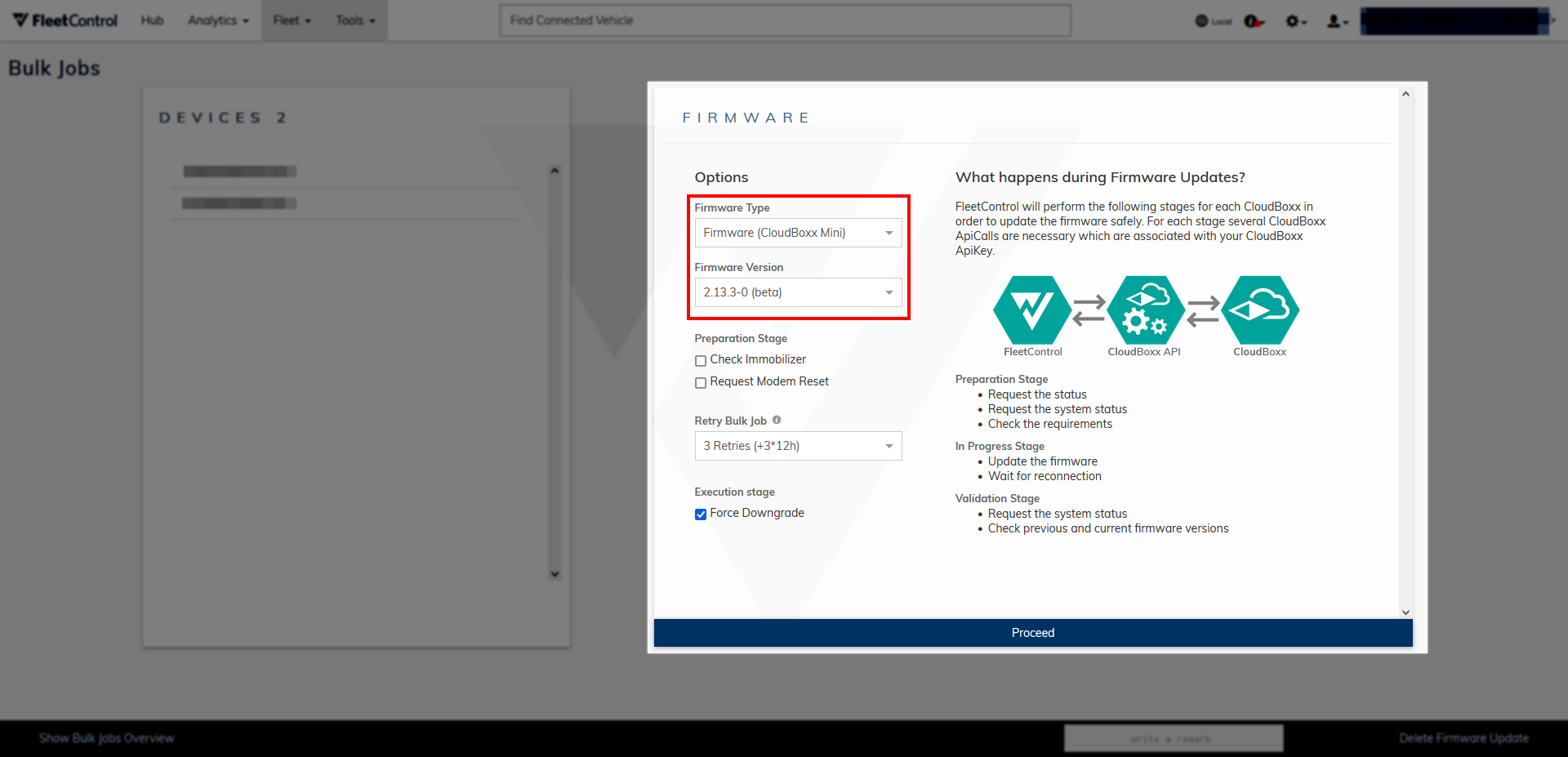 Bulk Job Firmware Settings