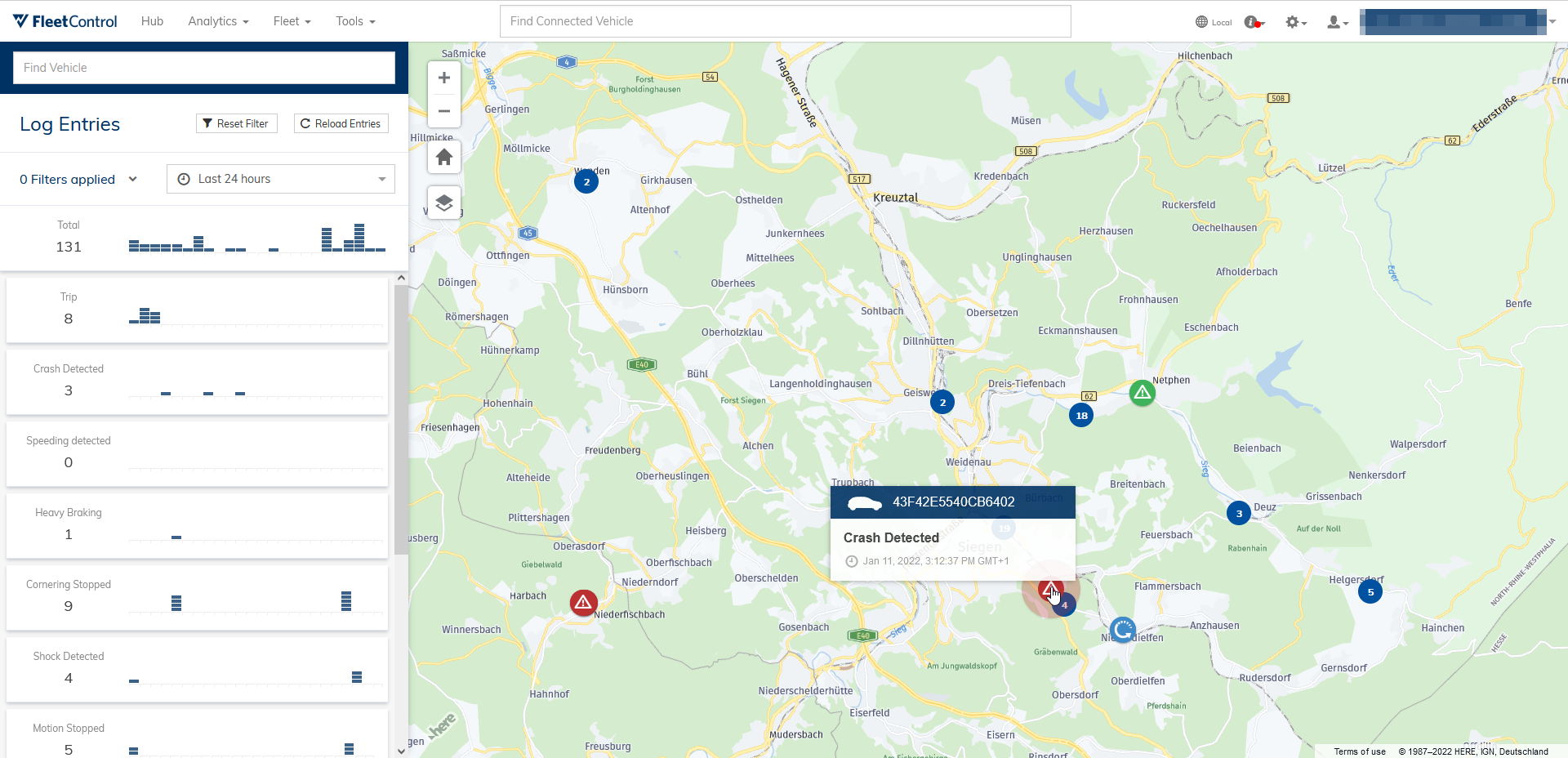 Fleet Log Crash Map Tag