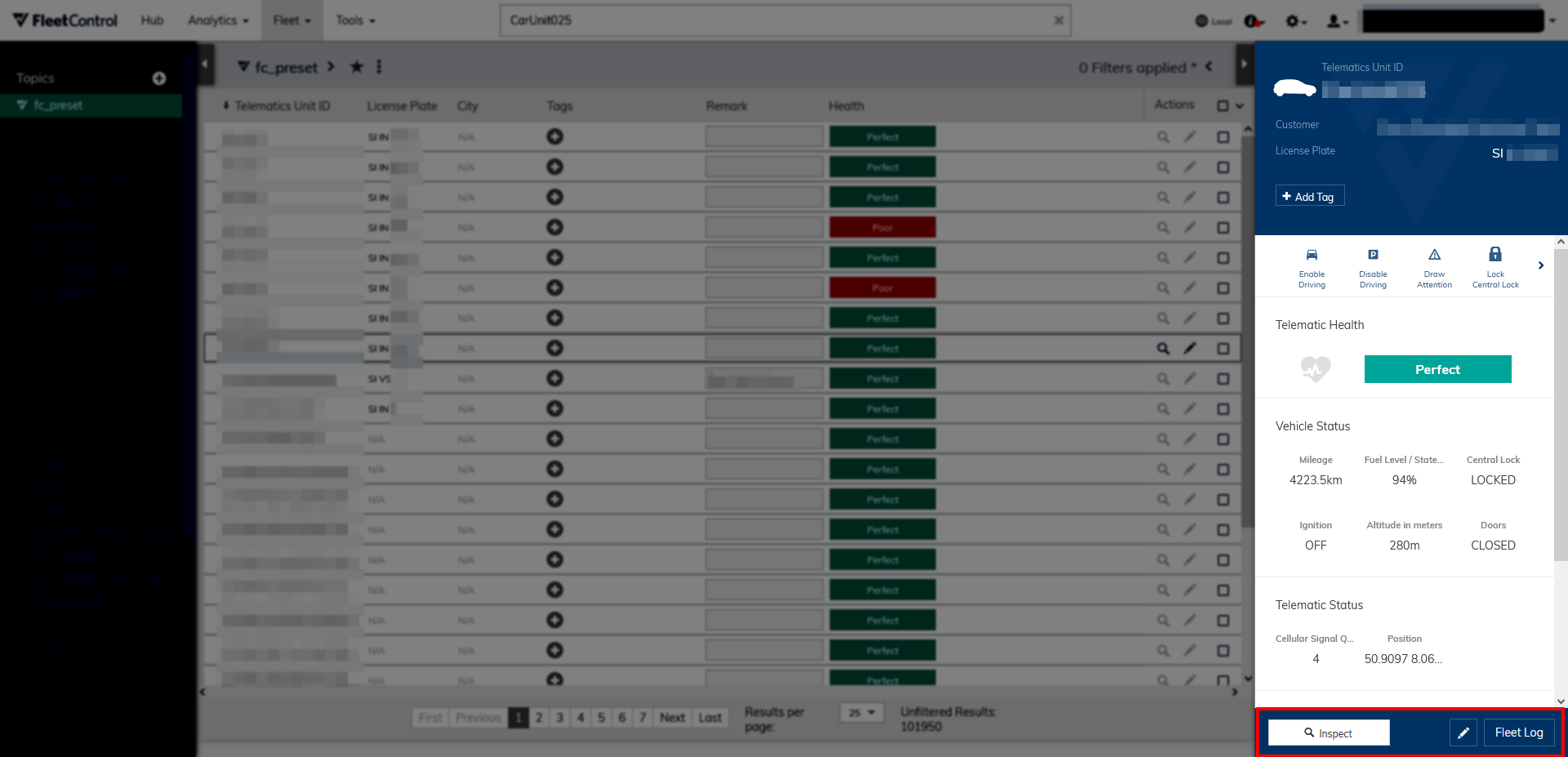 Fleet Viewer Control Panel Links