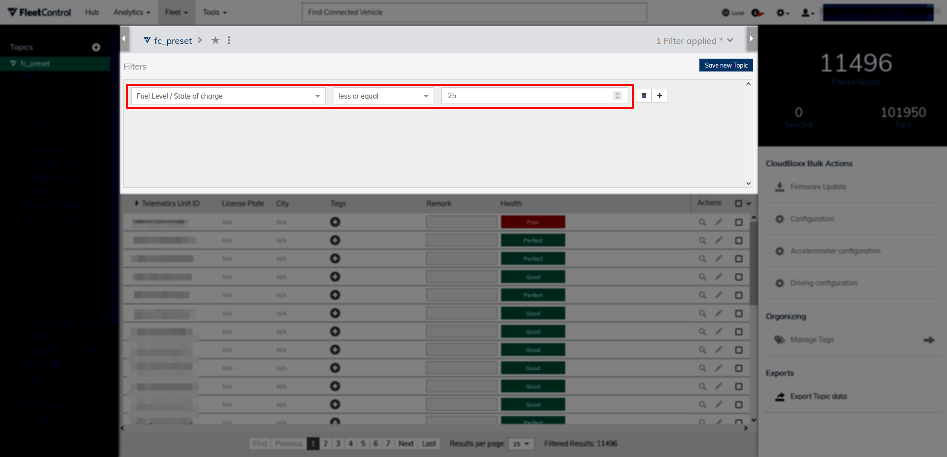 Fleet Viewer Filter Config