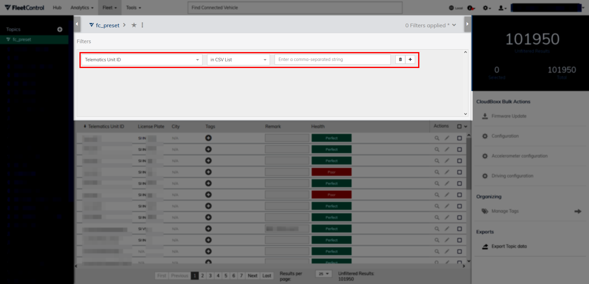 Fleet Viewer Filter CSV