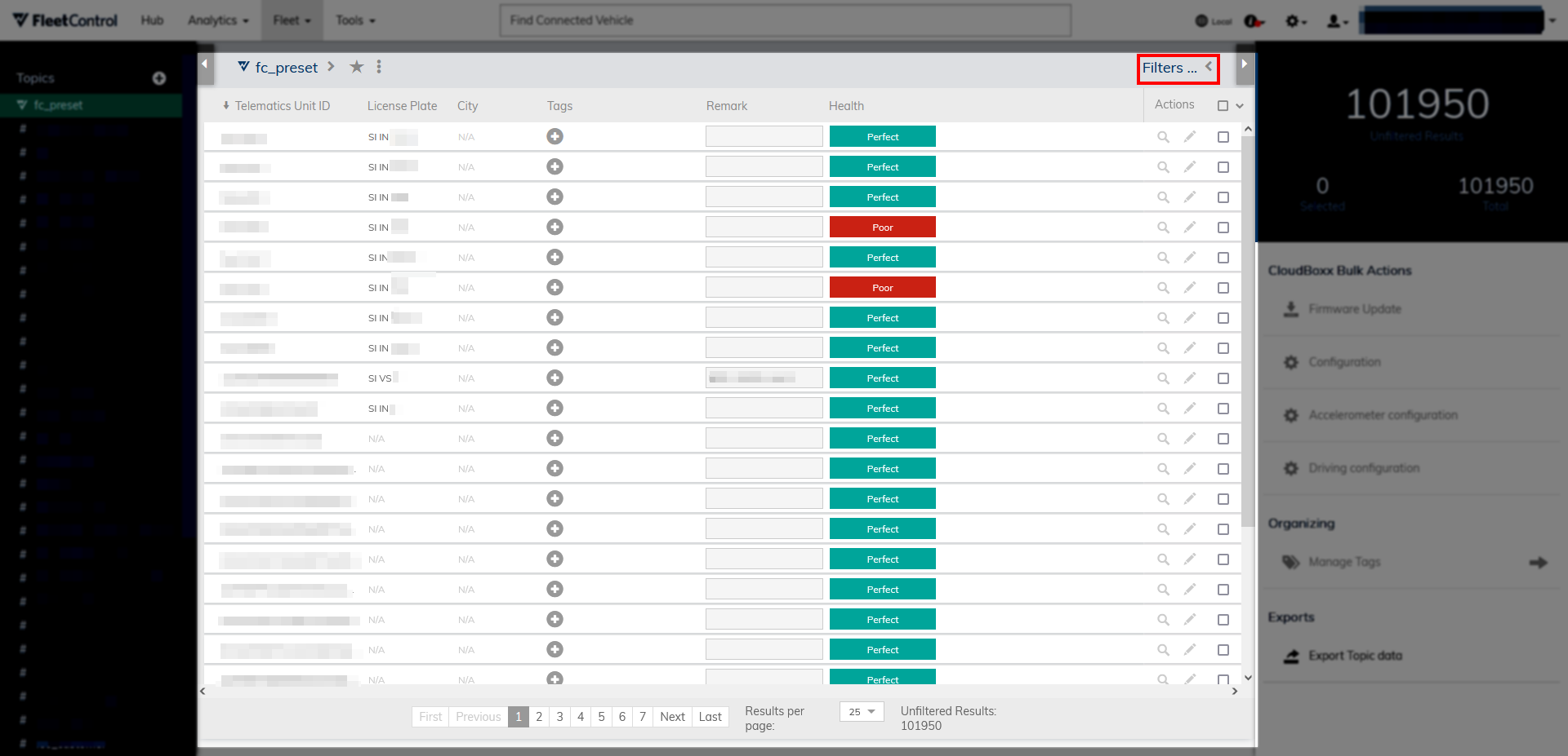 Fleet Viewer Filter