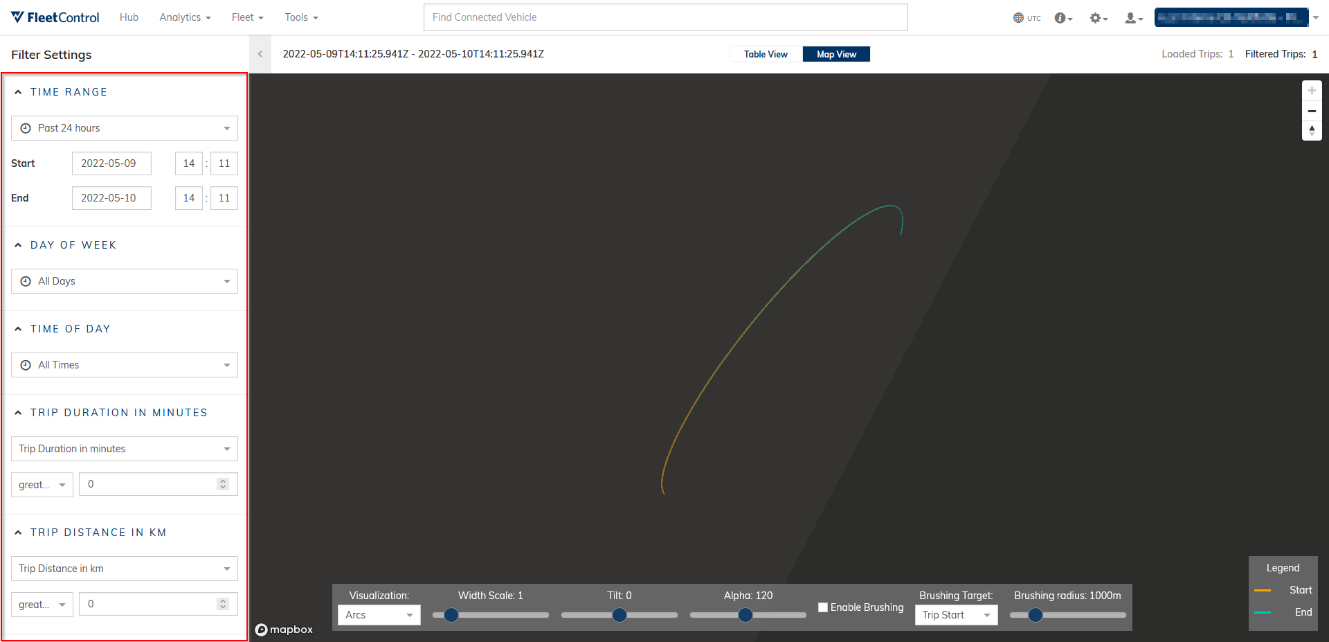 Trip Viewer Map Filter